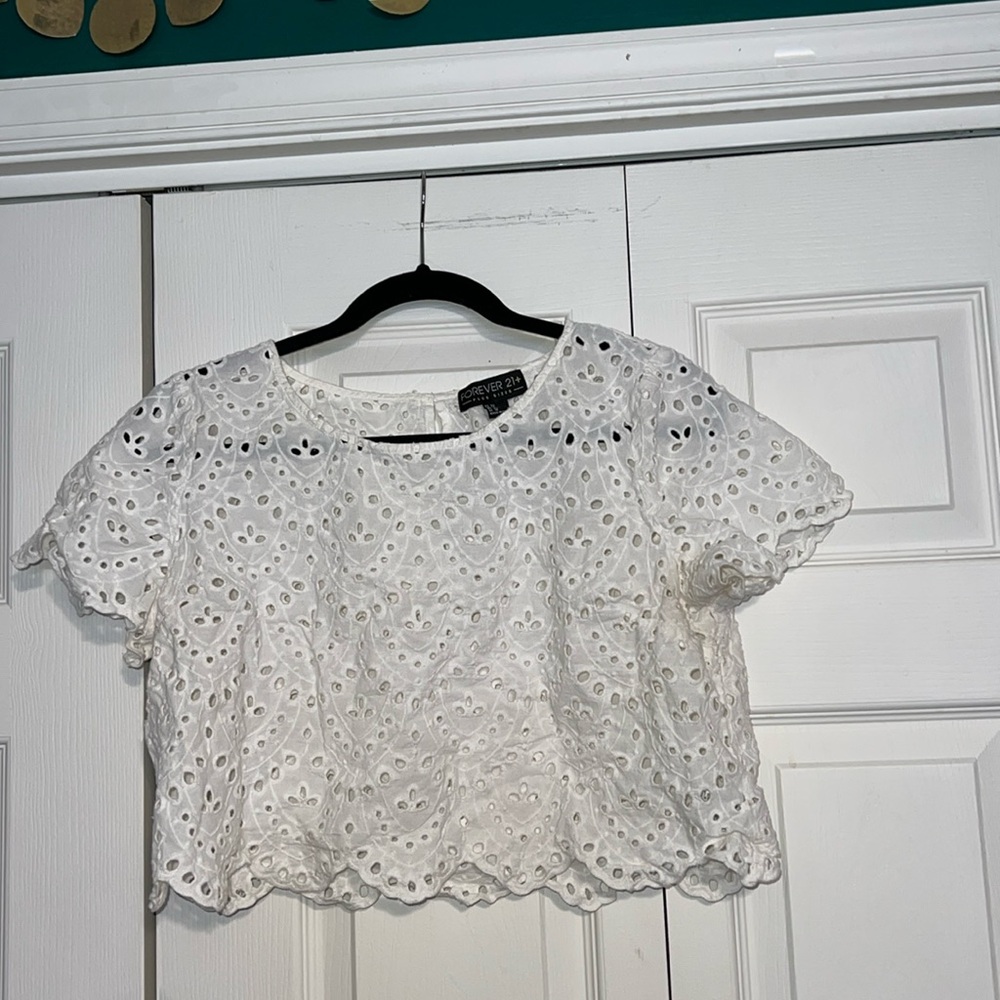 White lace crop top